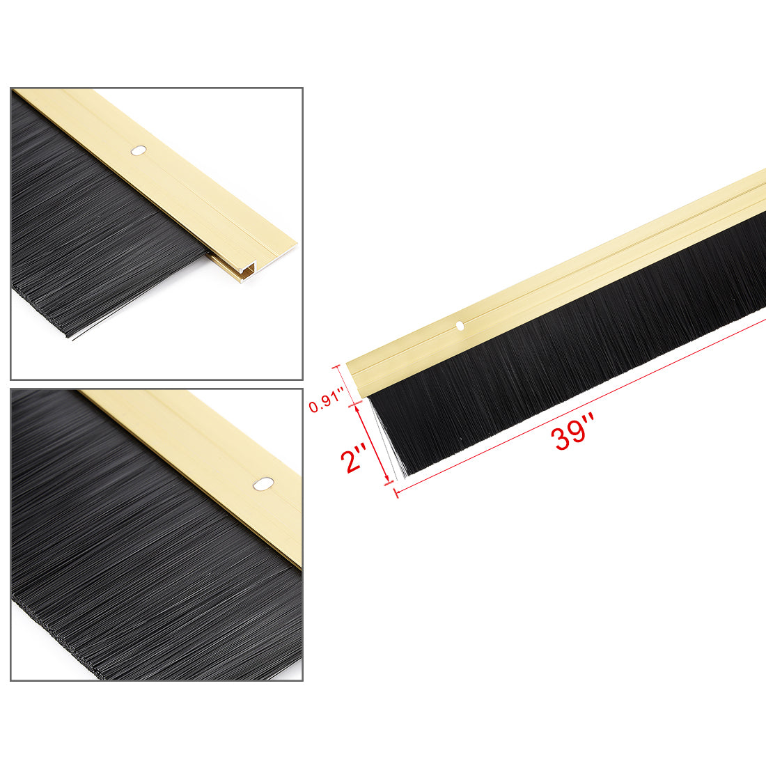 Harfington Door Brush Bottom Sweep H-Shape Aluminum Alloy Holder Black PP Silicone Soft Brush