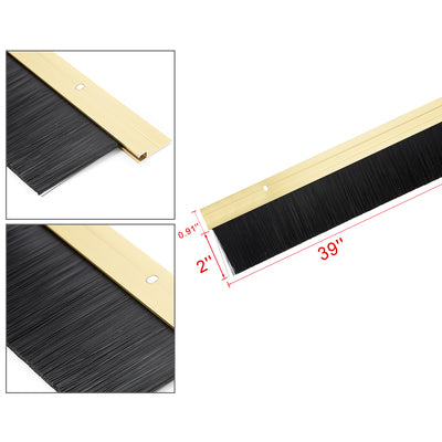 Harfington Door Brush Bottom Sweep H-Shape Aluminum Alloy Holder Black PP Silicone Soft Brush