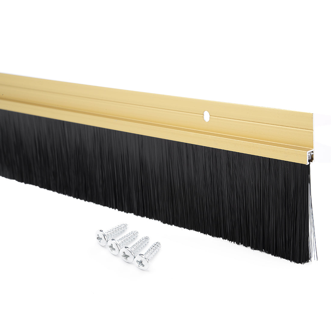 Harfington Door Brush Bottom Sweep H-Shape Aluminum Alloy Holder Black PP Silicone Soft Brush