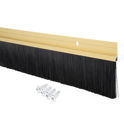 Harfington Door Brush Bottom Sweep H-Shape Aluminum Alloy Holder Black PP Silicone Soft Brush