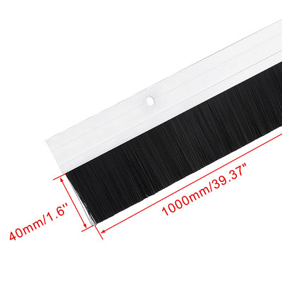 Harfington Door Brush Bottom Sweep H-Shape Aluminum Alloy Holder Black PP Silicone Soft Brush