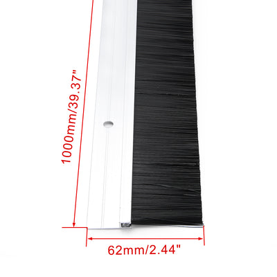 Harfington Door Brush Bottom Sweep H-Shape Aluminum Alloy Holder Black PP Silicone Soft Brush