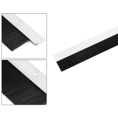 Harfington Door Brush Bottom Sweep H-Shape Aluminum Alloy Holder Black PP Silicone Soft Brush