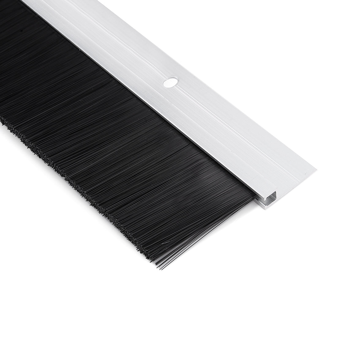 Harfington Door Brush Bottom Sweep H-Shape Aluminum Alloy Holder Black PP Silicone Soft Brush