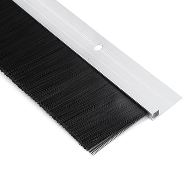 Harfington Door Brush Bottom Sweep H-Shape Aluminum Alloy Holder Black PP Silicone Soft Brush