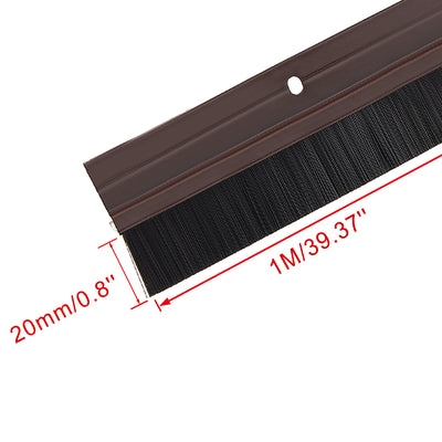 Harfington Door Brush Bottom Sweep H-Shape Aluminum Alloy Holder Black PP Silicone Soft Brush