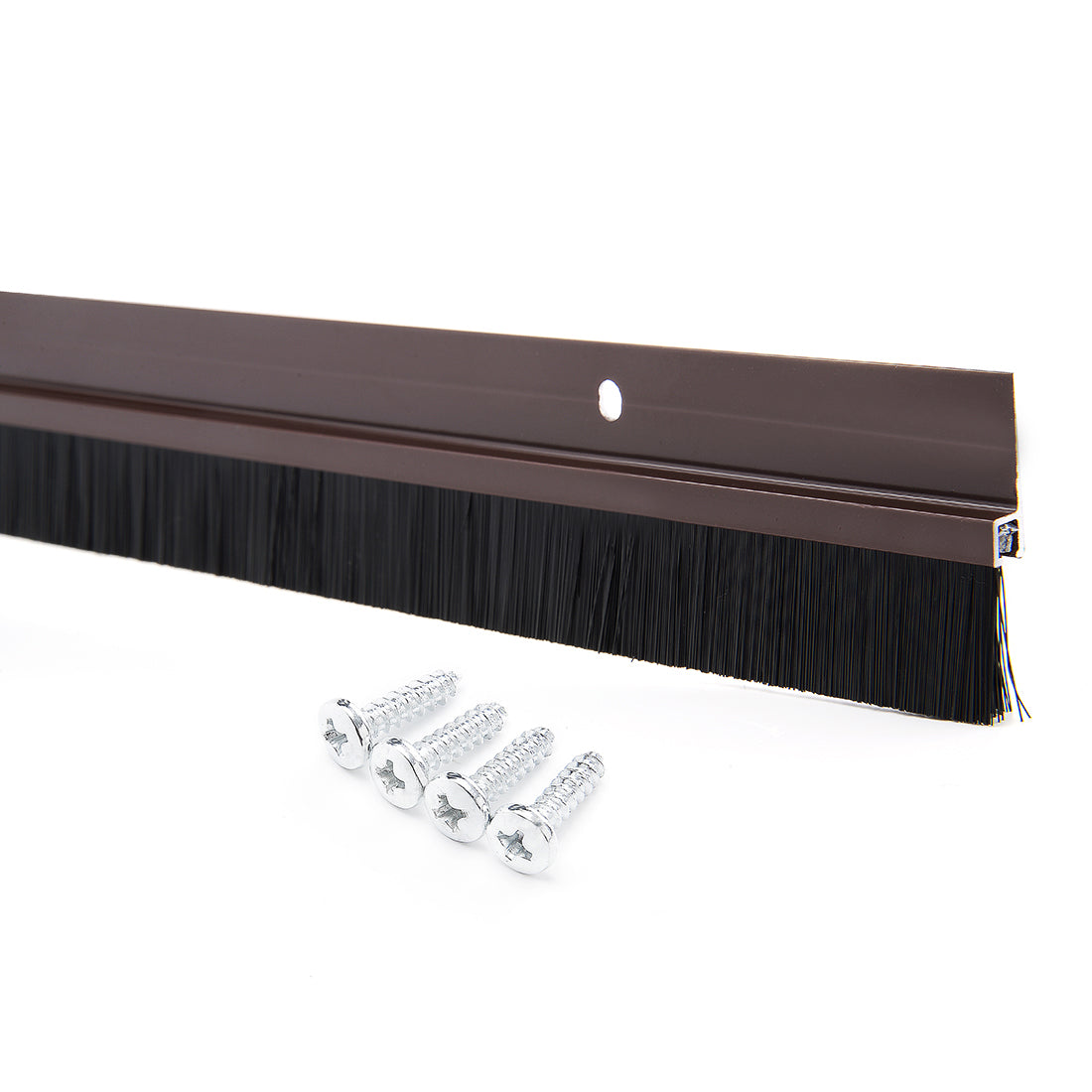 Harfington Door Brush Bottom Sweep H-Shape Aluminum Alloy Holder Black PP Silicone Soft Brush