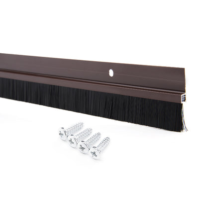 Harfington Door Brush Bottom Sweep H-Shape Aluminum Alloy Holder Black PP Silicone Soft Brush