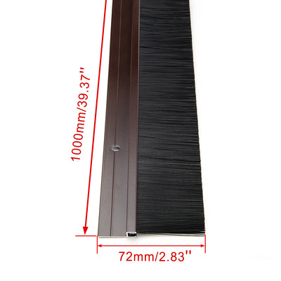 Harfington Door Brush Bottom Sweep H-Shape Aluminum Alloy Holder Black PP Silicone Soft Brush