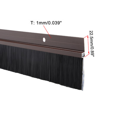 Harfington Door Brush Bottom Sweep H-Shape Aluminum Alloy Holder Black PP Silicone Soft Brush