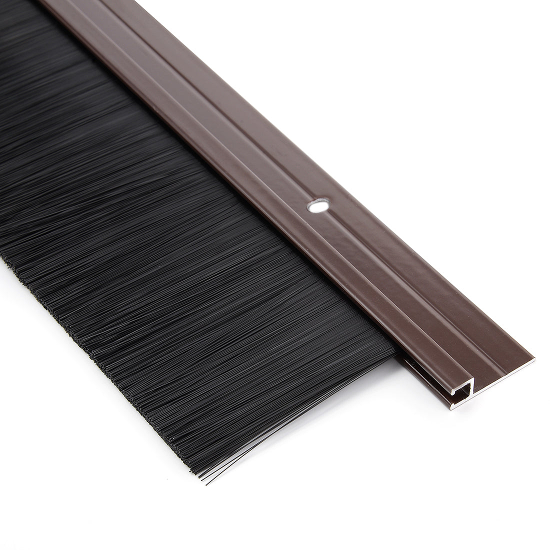 Harfington Door Brush Bottom Sweep H-Shape Aluminum Alloy Holder Black PP Silicone Soft Brush