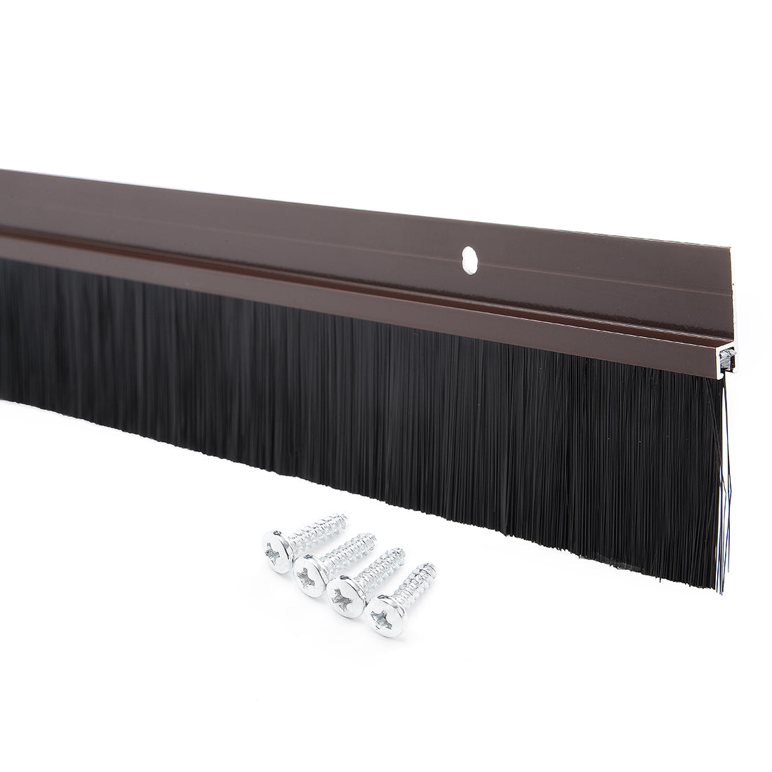 Harfington Door Brush Bottom Sweep H-Shape Aluminum Alloy Holder Black PP Silicone Soft Brush