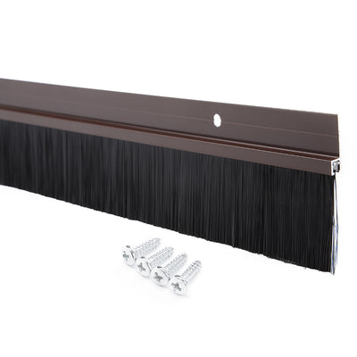 Harfington Door Brush Bottom Sweep H-Shape Aluminum Alloy Holder Black PP Silicone Soft Brush