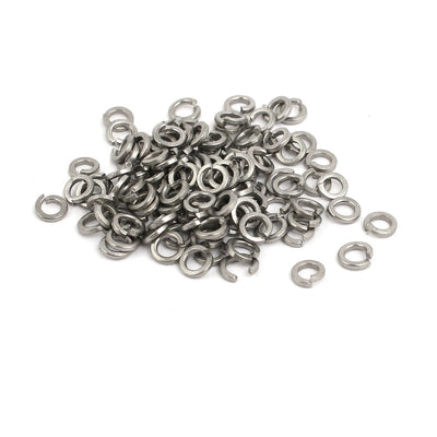 Harfington M2 304 Stainless Steel Split Lock Washer Silver Tone 100pcs