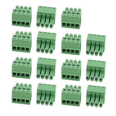 Harfington 15 Pcs LC1 AC300V 8A 3.5mm Pitch 4P PCB Mount Terminal Block Wire Connector