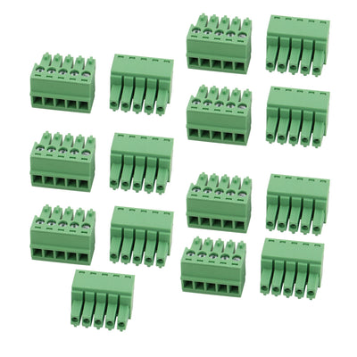 Harfington 15 Pcs LC1 AC300V 8A 3.5mm Pitch 5P PCB Terminal Block Wire Connection