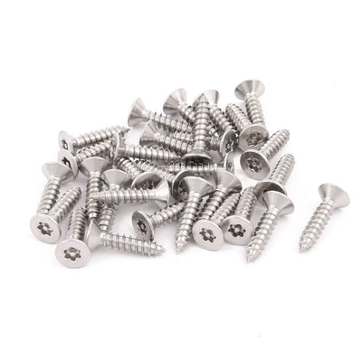 Harfington M3.5x16mm 304 Stainless Steel Flat Head Torx Self Tapping Screw Fastener 30pcs