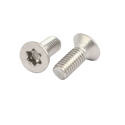 Harfington M3x8mm 304 Stainless Steel Flat Head Torx Drive Type Screw Silver Tone 30pcs