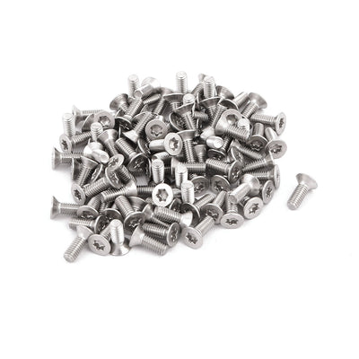 Harfington M3x8mm 304 Stainless Steel Fully Thread Flat Head Torx Screws Fasteners 100pcs