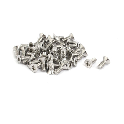 Harfington M4x10mm 304 Stainless Steel Flat Head Torx Drive Type Screw Silver Tone 40pcs