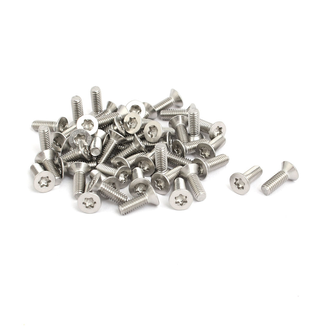 Harfington M4x12mm 304 Stainless Steel Flat Head Torx Drive Type Screw Silver Tone 50pcs
