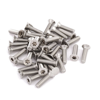 Harfington M5x20mm 304 Stainless Steel Fully Thread Flat Head Torx Screws Fasteners 40pcs
