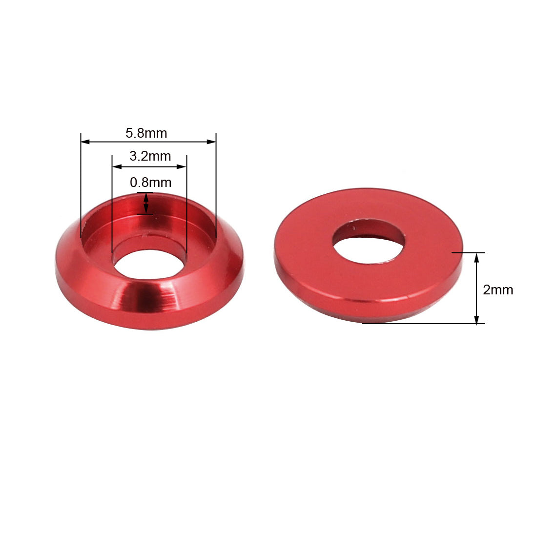 Harfington M3 Aluminum Alloy Fender Bumper Engine Dress Up Washer Red 20pcs