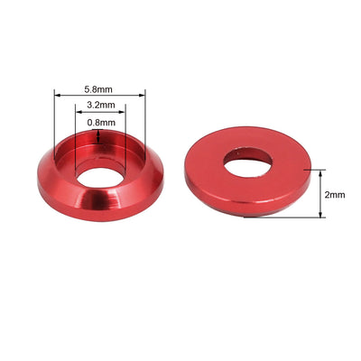 Harfington M3 Aluminum Alloy Fender Bumper Engine Dress Up Washer Red 20pcs
