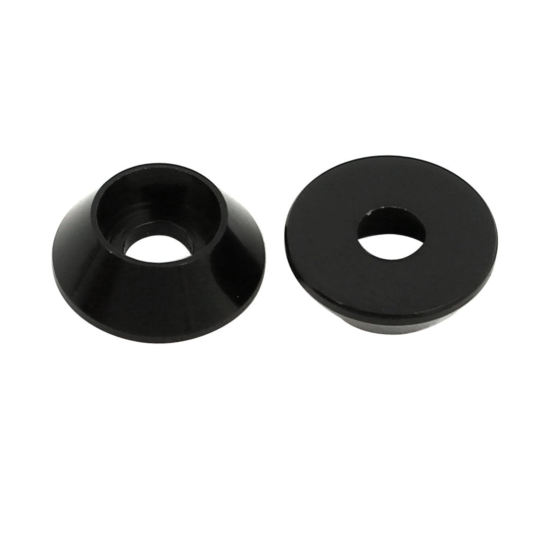 Harfington M3 Aluminium Alloy Cone Shaped Round Cup Fender Bumper Washer Black 10pcs
