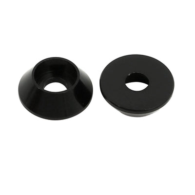 Harfington M3 Aluminium Alloy Cone Shaped Round Cup Fender Bumper Washer Black 10pcs