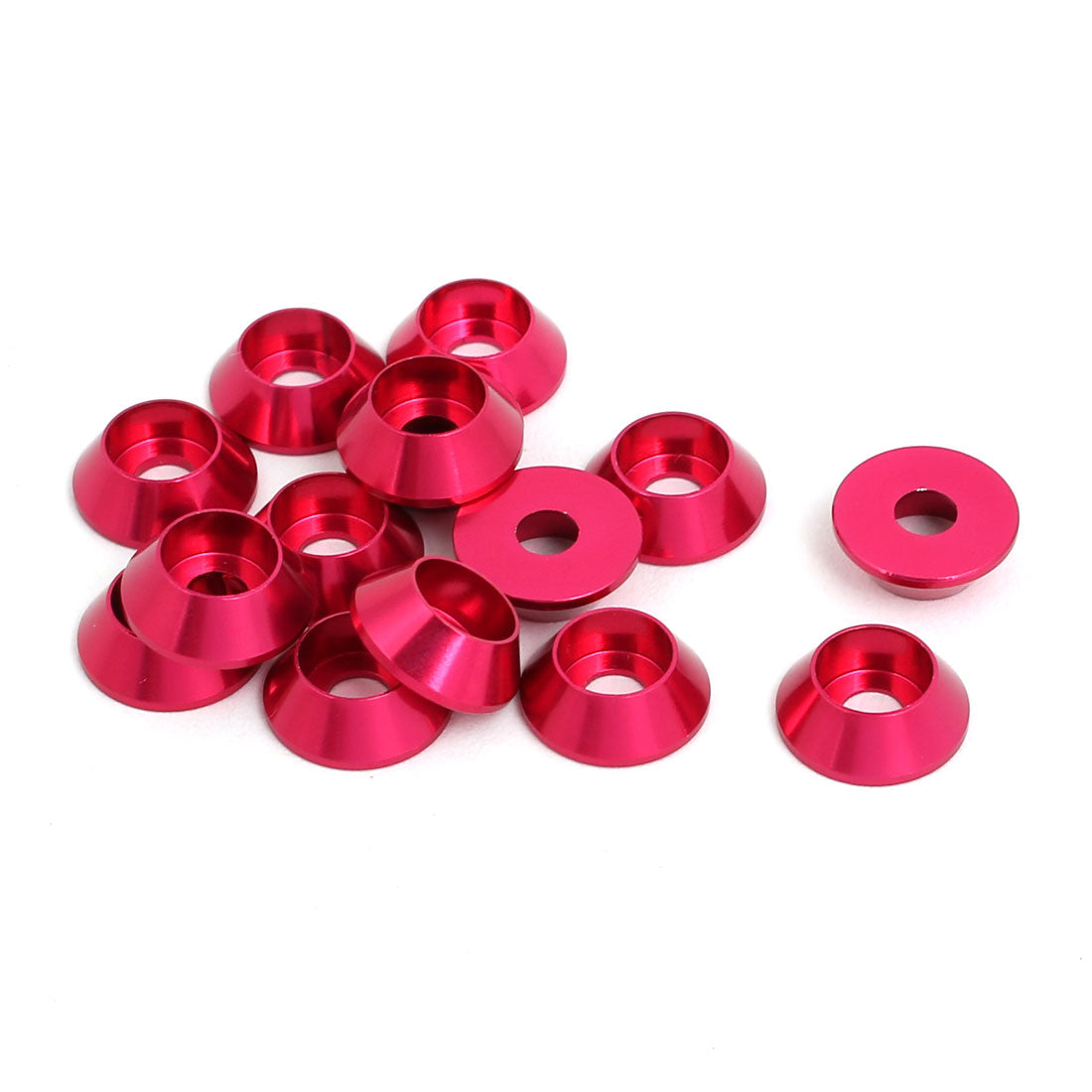 Harfington M3 Aluminium Alloy Cone Shaped Round Cup Fender Bumper Washer Pink 15pcs