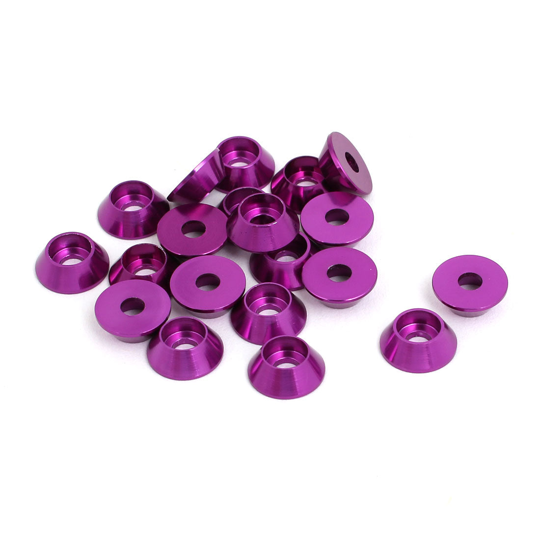 Harfington M3 Aluminium Alloy Cone Shaped Round Cup Fender Bumper Washer Purple 20pcs