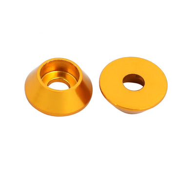 Harfington M3 Aluminium Alloy Cone Shaped Round Cup Fender Bumper Washer Gold Tone 20pcs