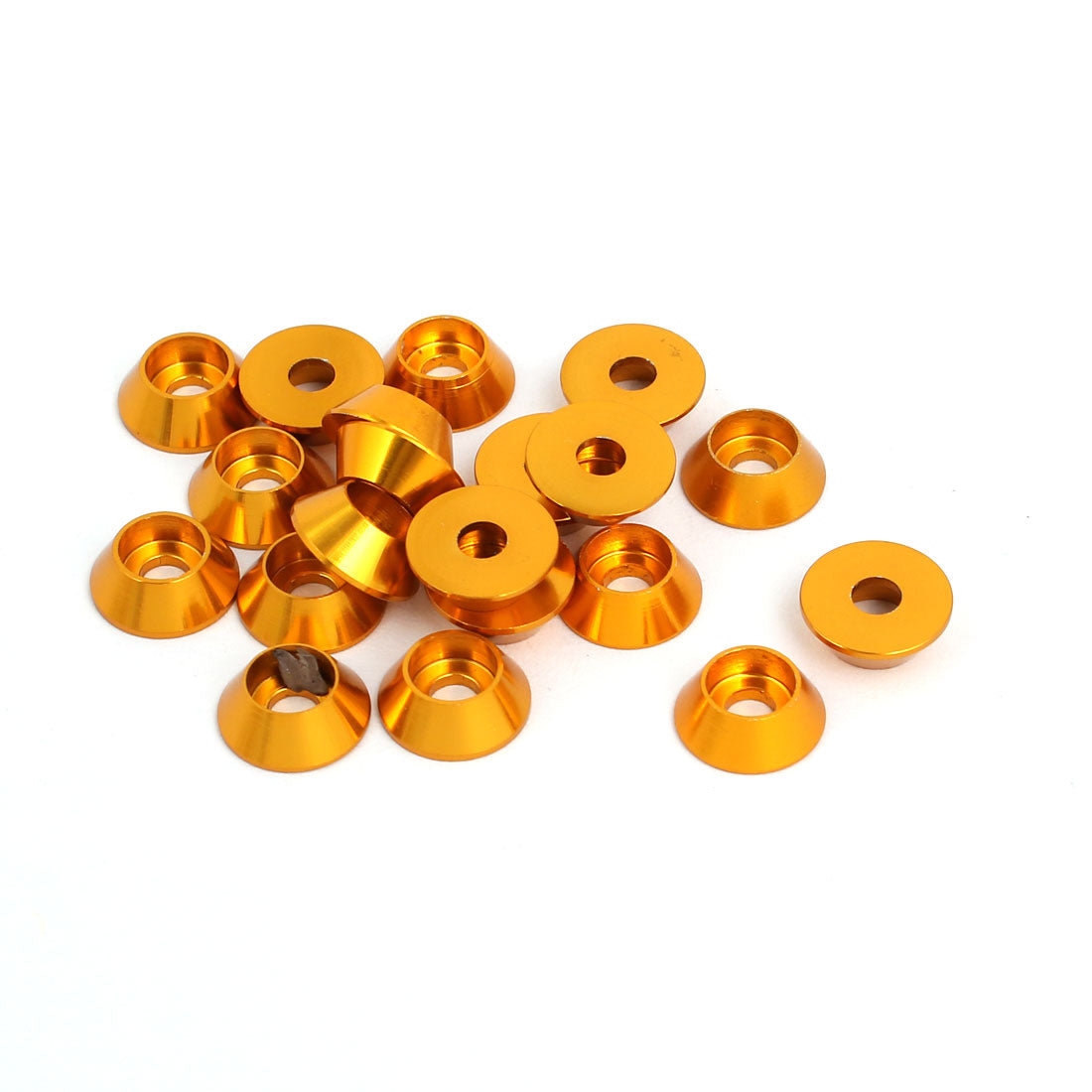 Harfington M3 Aluminium Alloy Cone Shaped Round Cup Fender Bumper Washer Gold Tone 20pcs