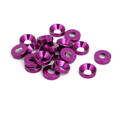 Harfington M4 Aluminium Alloy Cup Head Engine Bay Fender Bumper Washer Purple 20pcs