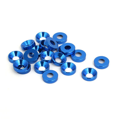 Harfington M4 Aluminium Alloy Cup Head Engine Bay Fender Bumper Washer Royal Blue 20pcs