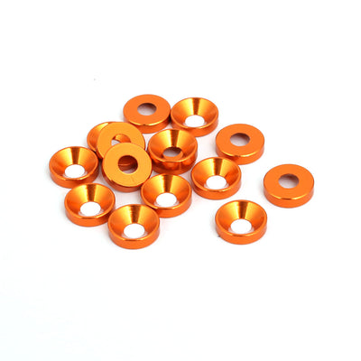 Harfington M4 Aluminium Alloy Cup Head Engine Bay Fender Bumper Washer Orange 15pcs
