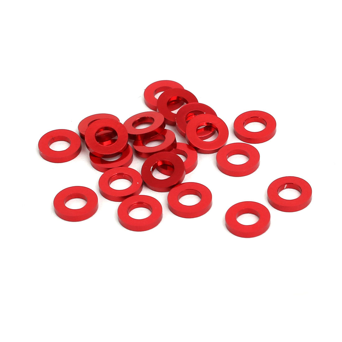 Harfington 20pcs 1mm Thickness M3 Aluminum Alloy Flat Fender Screw Washer Red