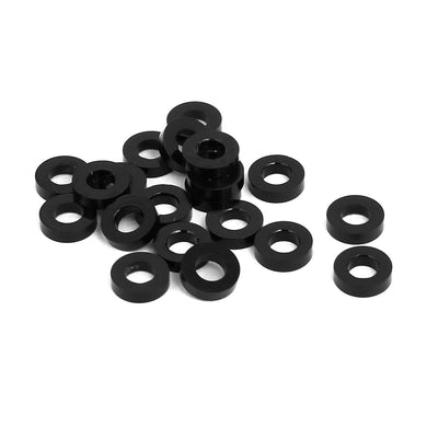 Harfington 20pcs 1.5mm Thickness M3 Aluminum Alloy Flat  Screw Washer Black
