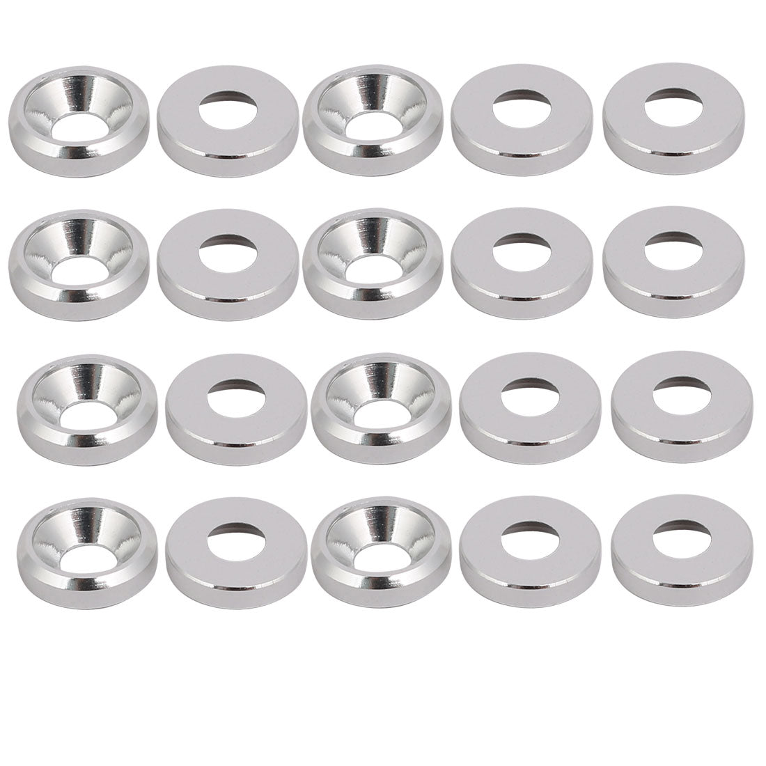 Harfington M3 Aluminium Alloy Cup Head Engine Bay Fender Bumper Washer Silver Tone 20pcs