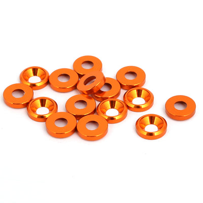 Harfington M3 Aluminium Alloy Cup Head Engine Bay Fender Bumper Washer Orange 15pcs