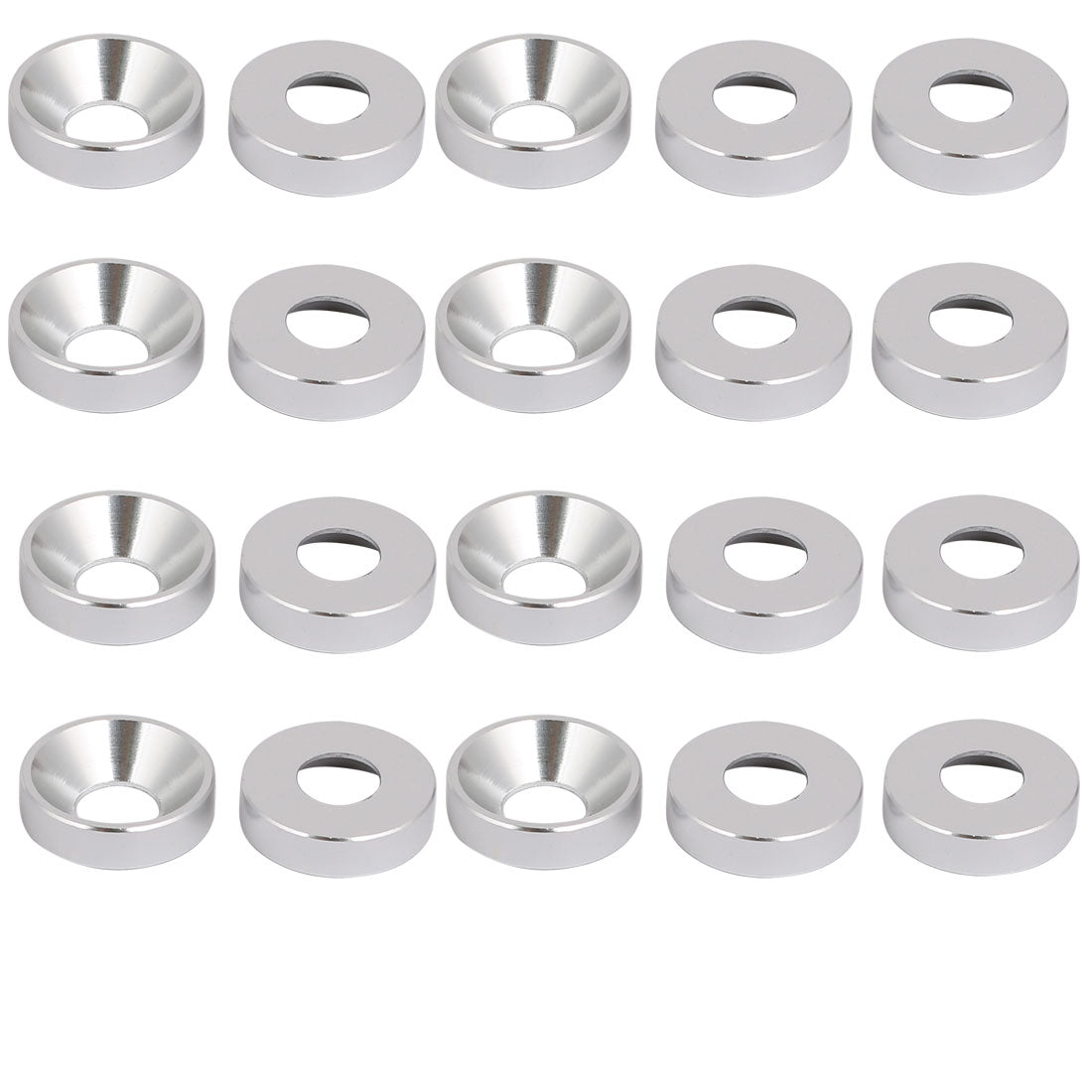 Harfington M5 Aluminium Alloy Cup Head Engine Bay Fender Bumper Washer Silver Tone 20pcs