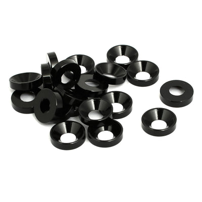 Harfington M6 Aluminium Alloy Car Bumper Trunk Fender Washer Black 20pcs