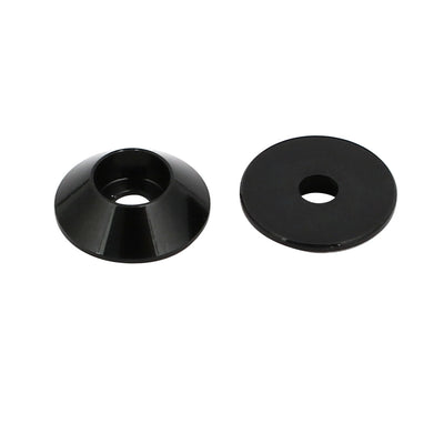Harfington M2 Aluminium Alloy Cone Shaped Round Cup Fender Bumper Washer Black 10pcs