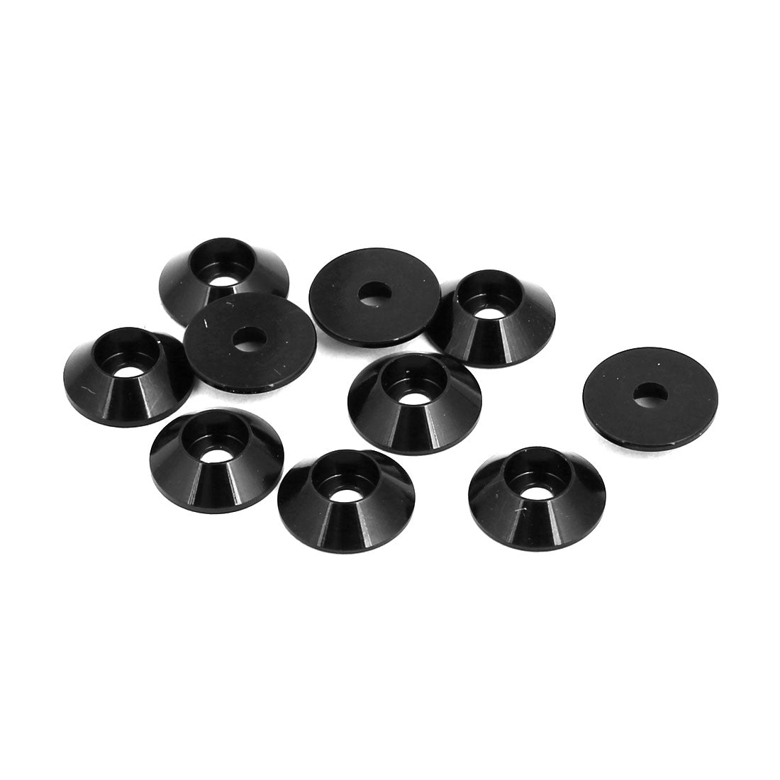 Harfington M2 Aluminium Alloy Cone Shaped Round Cup Fender Bumper Washer Black 10pcs