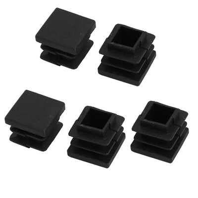 Harfington 16mmx16mm Plastic Anti Scratch Square Tube Insert Cover Black 5pcs