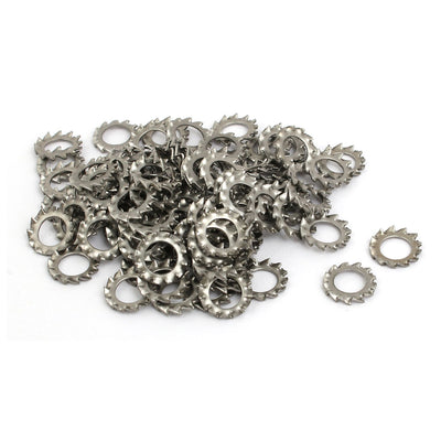 Harfington 6mm Inner Dia 304 Stainless Steel External Serrated Lock Washer Gray 100pcs