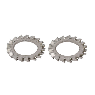 Harfington 14mm Inner Dia 304 Stainless Steel External Tooth Lock Washer Silver Tone 15pcs