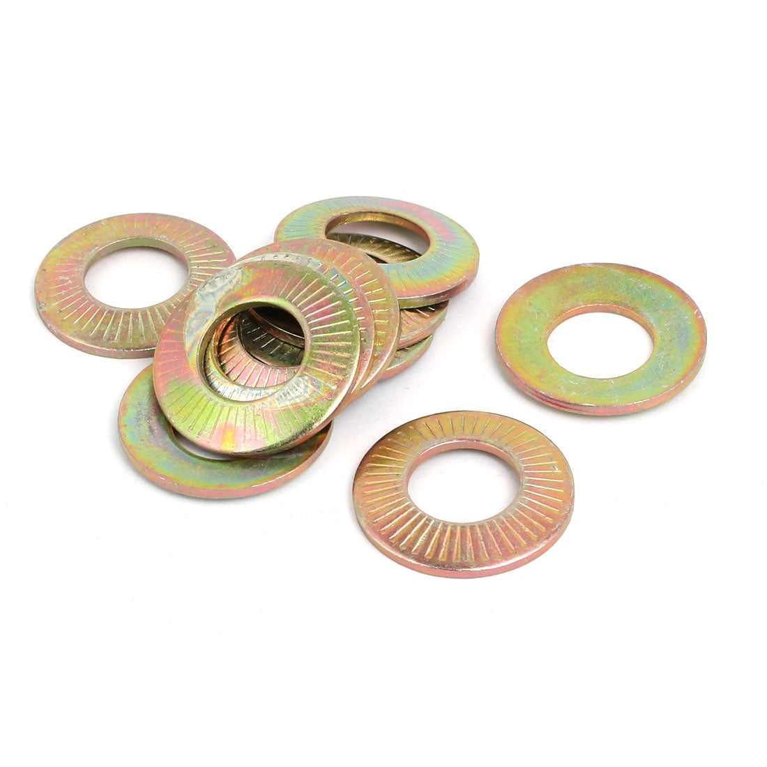 Harfington M14 Inner Dia Carbon Steel Serrated Conical Washer Bronze Tone 10pcs