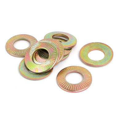 Harfington M14 Inner Dia Carbon Steel Serrated Conical Washer Bronze Tone 10pcs